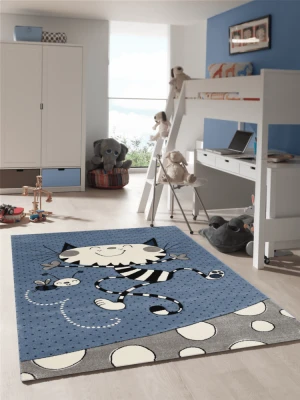 Børne Teppe Motive Kitty Blå