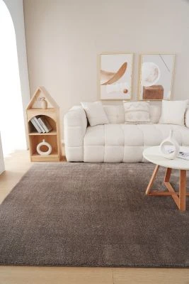 Vaskbar Blød Ryateppe Fluffy Taupe