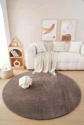 Rund Fluffy Taupe