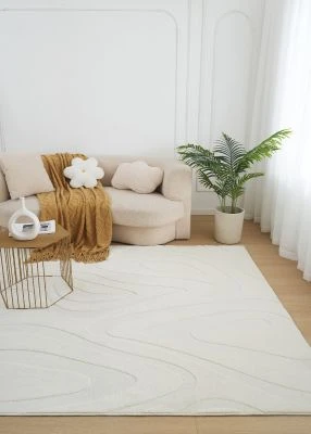Vaskbar myk Ryateppe Fuzzy Meia Offwhite