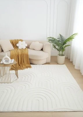 Vaskbar myk Ryateppe Fuzzy Soma Offwhite