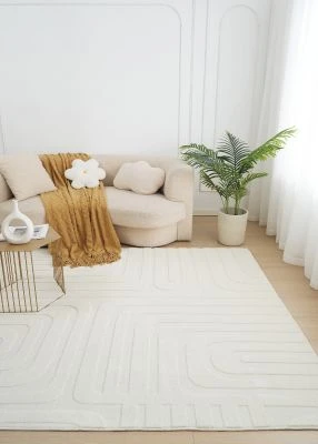 Vaskbar myk Ryateppe Fuzzy Vega Offwhite