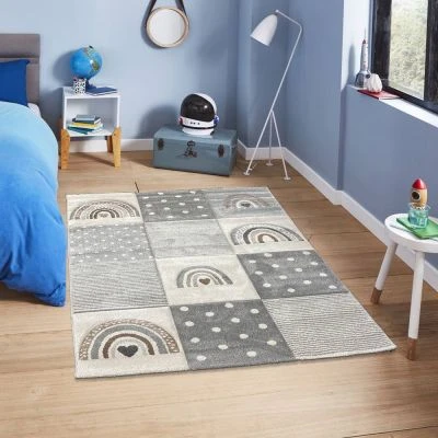 Moderne Teppe Pastel Rainbow Grå