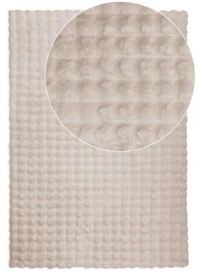 Vaskbart Pels-teppe Rabbit Bubble Lys Beige