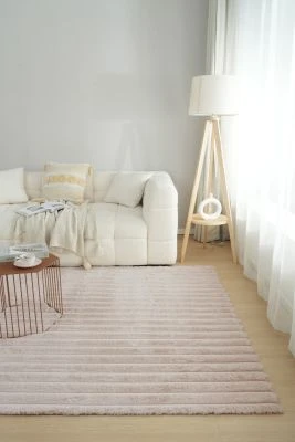 Vaskbart Pels-teppe Rabbit Stripe Lys Beige