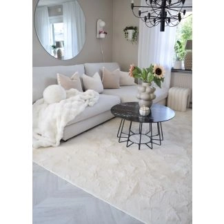 Kvadratisk Cat Beige Vaskbart Pels-teppe