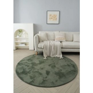 Rund Cat Grønn Vaskbart Pels-teppe