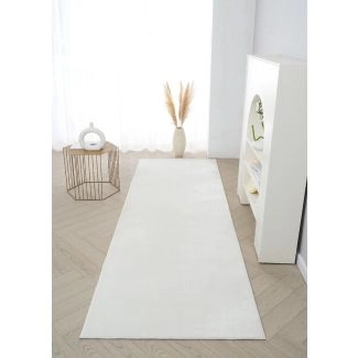 Løper Glossy Offwhite Myk Pels-look Teppe