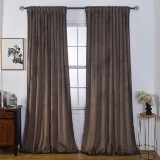 Romformørkende Velourgardin 2-pak Mathilde Brun