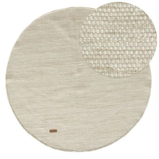 Rund Norrsken Beige Ullteppe