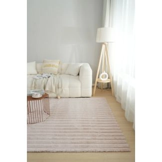 Vaskbart Pels-teppe Rabbit Stripe Lys Beige