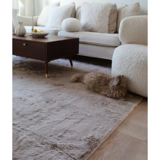 Kvadratisk Rabbit Eco Taupe Pels Teppe