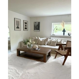 Kvadratisk Rabbit Eco Hvit Pels Teppe