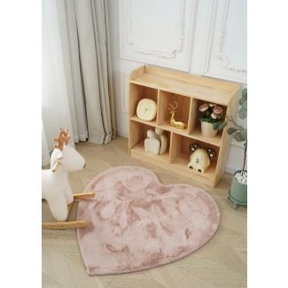 Barneteppe Myk PelslookMyk Pelslook Rabbit Heart Rosa