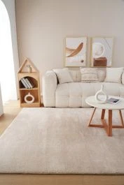 Vaskbar Blød Ryateppe Fluffy Beige