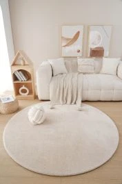 Rund Fluffy Beige