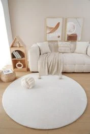 Rund Fluffy Offwhite