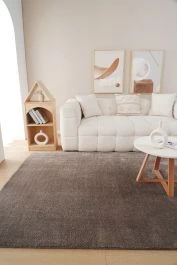Vaskbar Blød Ryateppe Fluffy Taupe