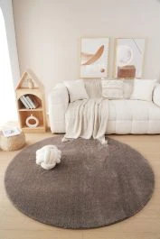 Rund Fluffy Taupe