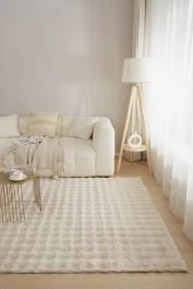 Vaskbart Pels-teppe Rabbit Bubble Lys Beige