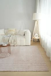 Vaskbart Pels-teppe Rabbit Stripe Lys Beige