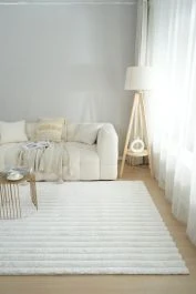 Vaskbart Pels-teppe Rabbit Stripe Offwhite