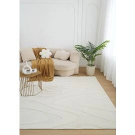Vaskbar myk Ryateppe Fuzzy Meia Offwhite