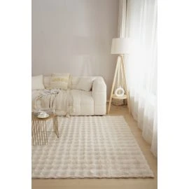 Vaskbart Pels-teppe Rabbit Bubble Lys Beige