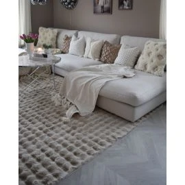 Tvättbar Pälsmatta Rabbit Bubble Taupe