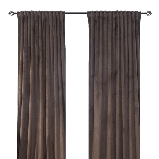 Romformørkende Velourgardin 2-pak Mathilde Brun