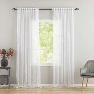 Ellinor Hvit 2x135x250 cm Linnegardin-look 2-pak