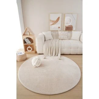 Rund Fluffy Beige