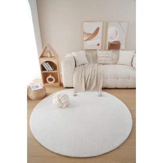 Rund Fluffy Offwhite