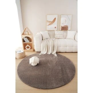 Rund Fluffy Taupe