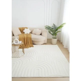 Vaskbar myk Ryateppe Fuzzy Soma Offwhite