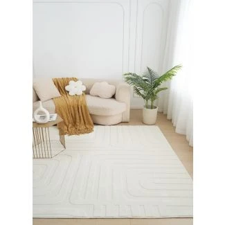 Vaskbar myk Ryateppe Fuzzy Vega Offwhite