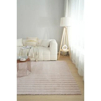 Vaskbart Pels-teppe Rabbit Stripe Lys Beige