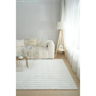 Vaskbart Pels-teppe Rabbit Stripe Offwhite