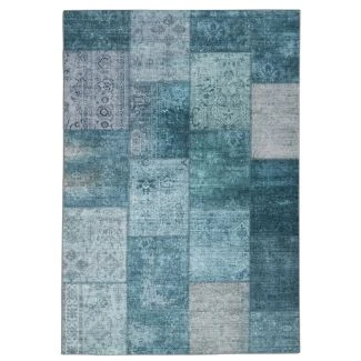 Patchwork Teppe Vero Flora Blå