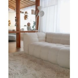 Kvadratisk Rabbit Eco Lys Beige Pels Teppe