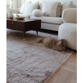 Kvadratisk Rabbit Eco Taupe Pels Teppe