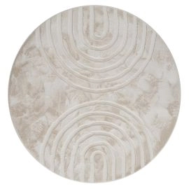 Rund Rabbit Zen Lys Beige Pels Teppe