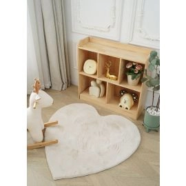 Barneteppe Myk PelslookMyk Pelslook Rabbit Heart Lys Beige