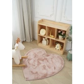 Barneteppe Myk PelslookMyk Pelslook Rabbit Heart Rosa